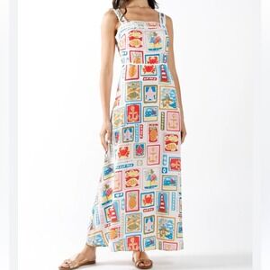 Commense NWT SZ Small AnnaBelle Stamp Maxi Coastal Gingham trim‎ dress